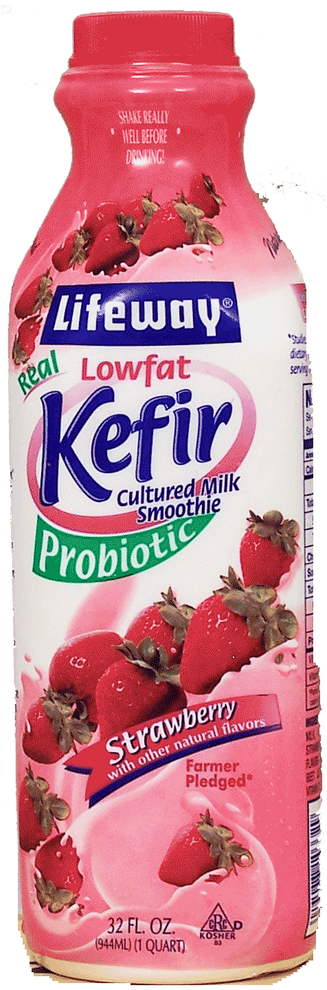 Lifeway Kefir  probiotic, cultured lowfat milk smoothie, 99% lactose free, strawberry with other natural flavors Full-Size Picture